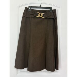 Larry Levine Vintage Chocolate Brown Midi Skirt Size 8 Dark Academia VTG 90s Y2K